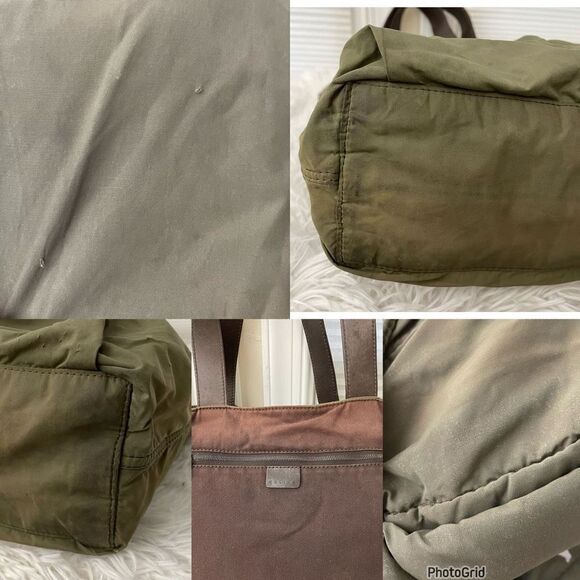 Celine Vintage Reversible Green Nylon & Brown Canvas Tote Shoulder Bag medium - Picture 12 of 12
